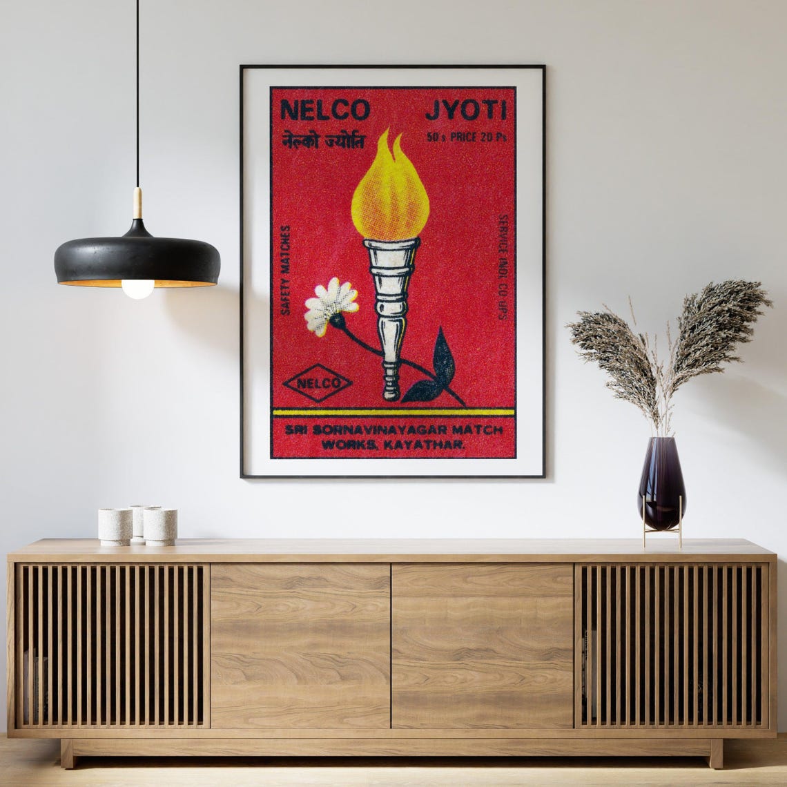 Flaming Torch Jyoti Vintage Indian Matchbox Label Fire Poster - Image 4