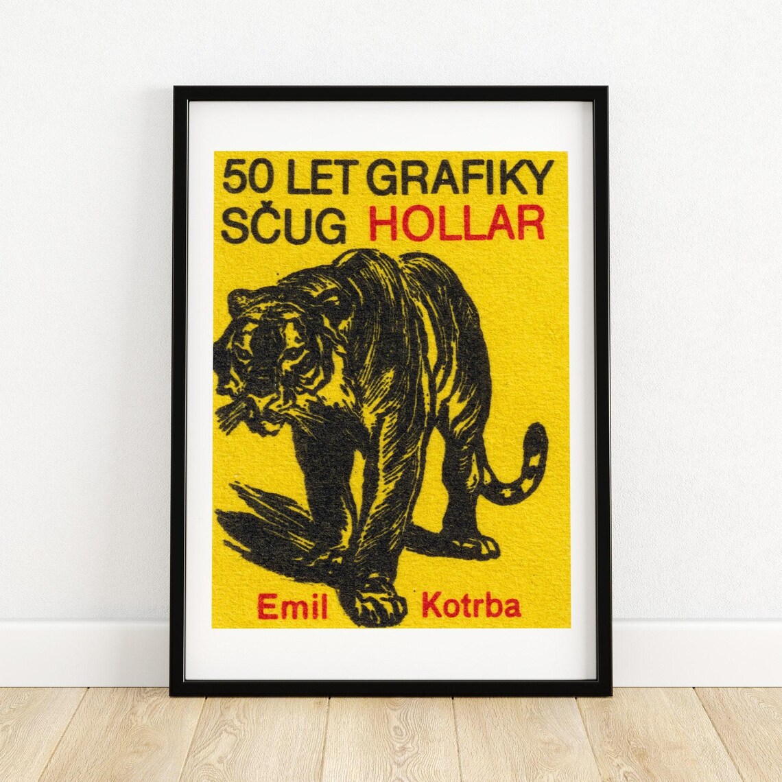 Yellow Tiger Matchbox Vintage Czech Poster Print