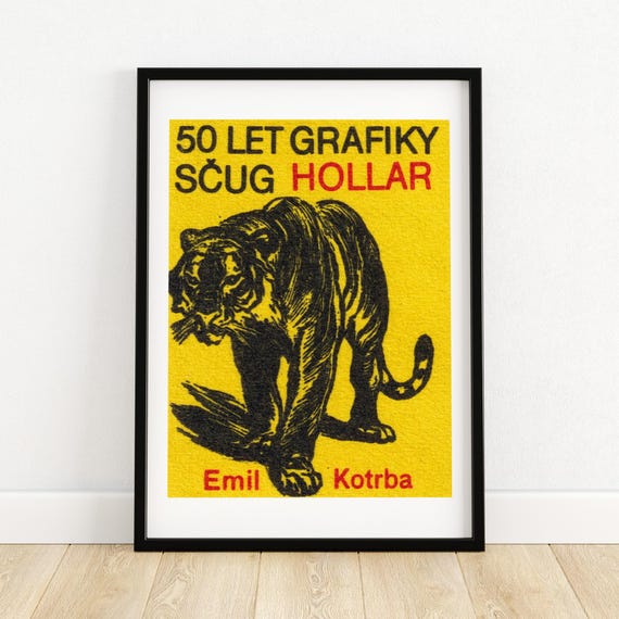 Yellow Tiger Matchbox Vintage Czech Poster Print