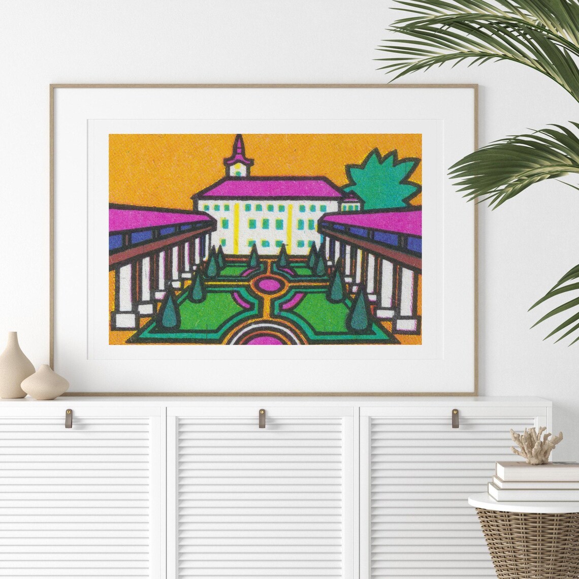 Purple Roofs Grand Manor Garden Vintage Czech Matchbox Art Poster - Image 2