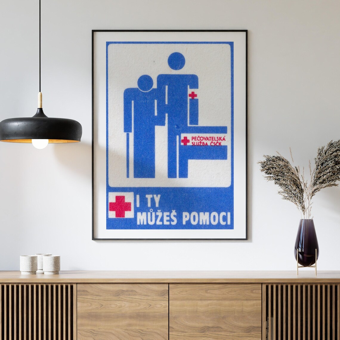 I Ty Muzes Pomoci Red Cross Care Service Vintage Blue Poster - Image 4