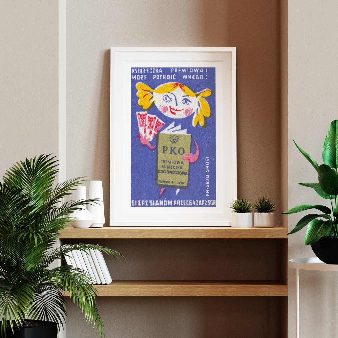 Polish PKO Savings Girl Retro Vintage Matchbox Label Art Poster - Image 2