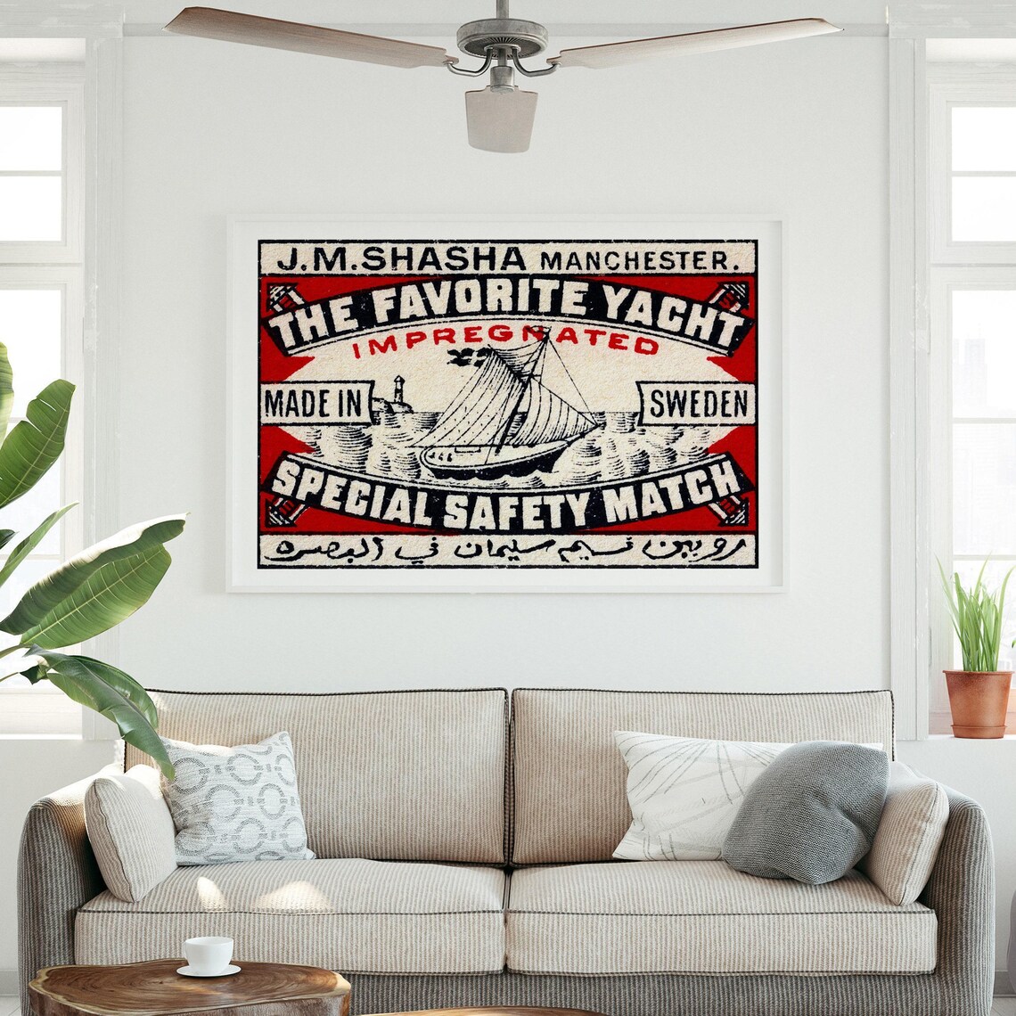 The Favorite Yacht Safety Match Manchester Vintage Sailing Poster - Image 3