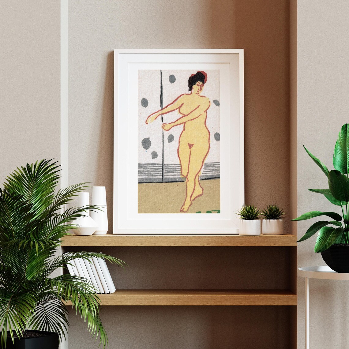 Dancing Nude Woman Vintage Matchbox Art Minimalist Modernist Illustration Poster - Image 2