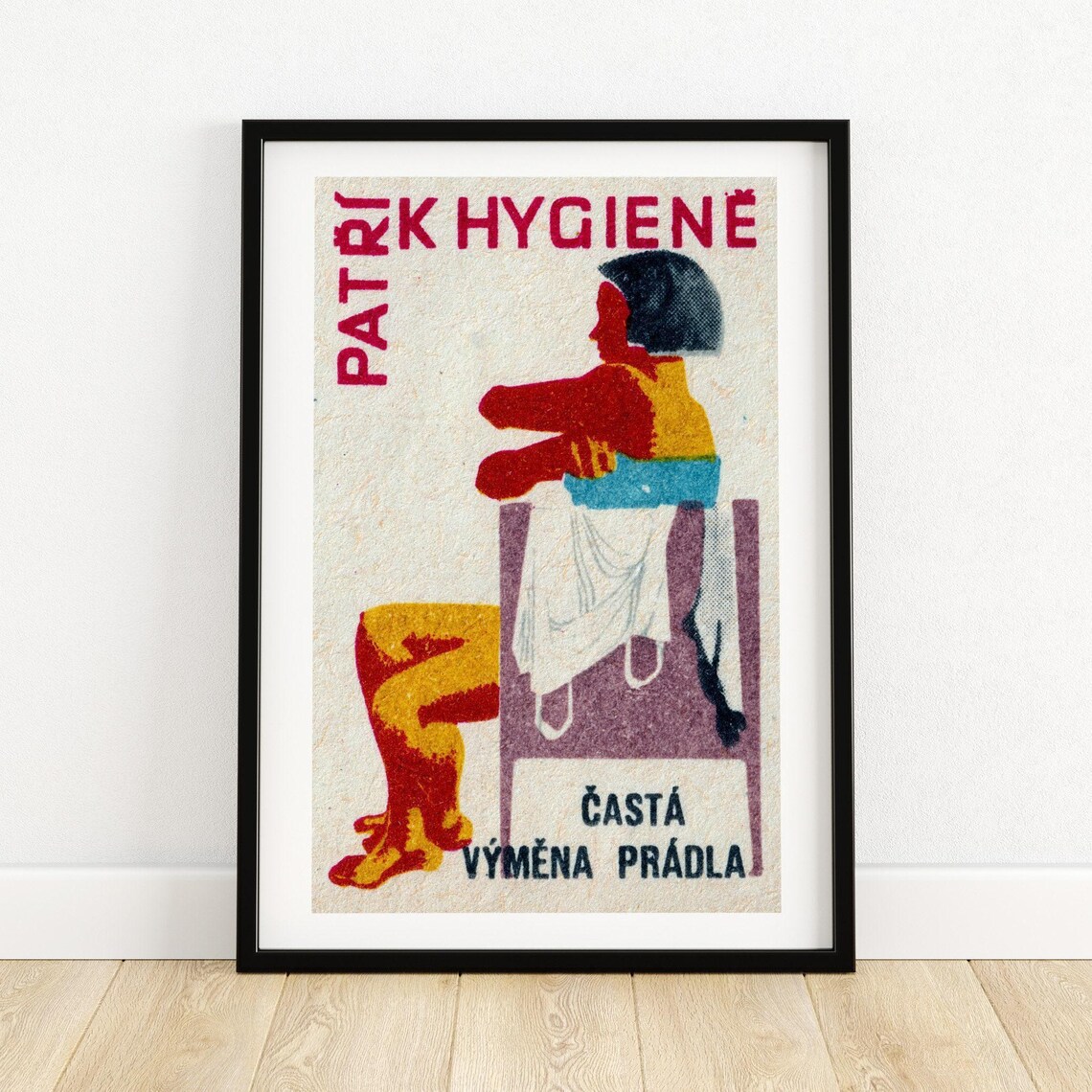 Woman Getting Changed Vintage Czech Matchbox Art Print
