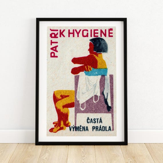 Woman Getting Changed Vintage Czech Matchbox Art Print
