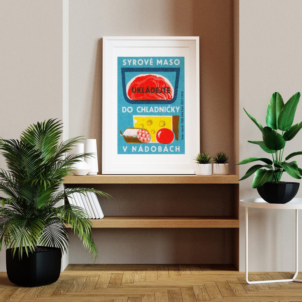 Vintage Czech Raw Meat Fridge Food Safety Matchbox Label Poster - Image 2
