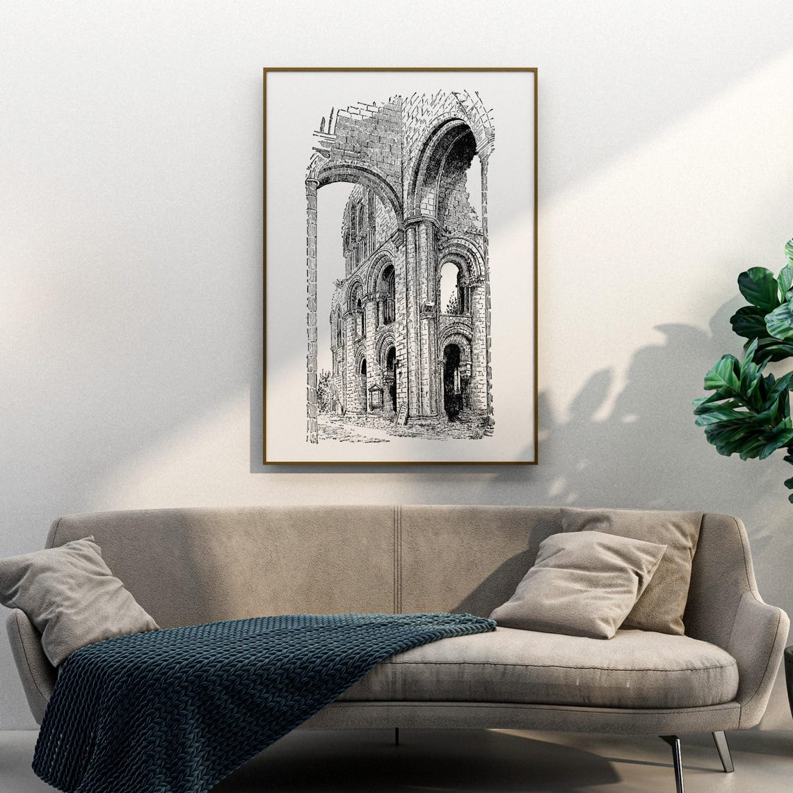 Jedburgh Abbey Scotland Ruined Gothic Arches Engraving Poster - Image 3