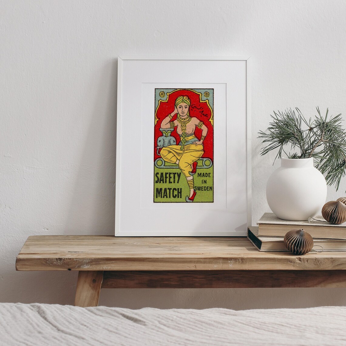 Safety Match Made in Sweden Turban Figure Vintage Label Poster - Image 3