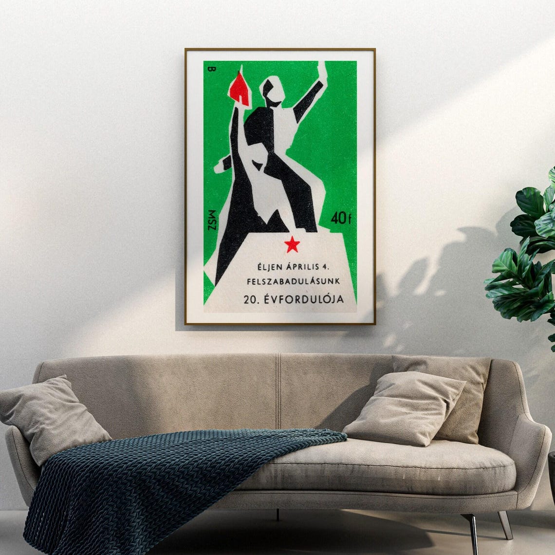 Liberation Anniversary Victory Monument Green Vintage Label Poster - Image 3