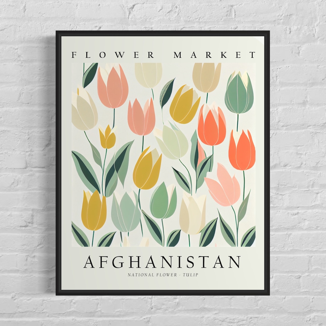 Afghanistan Tulip Flower Market Botanical Floral Garden Art Poster