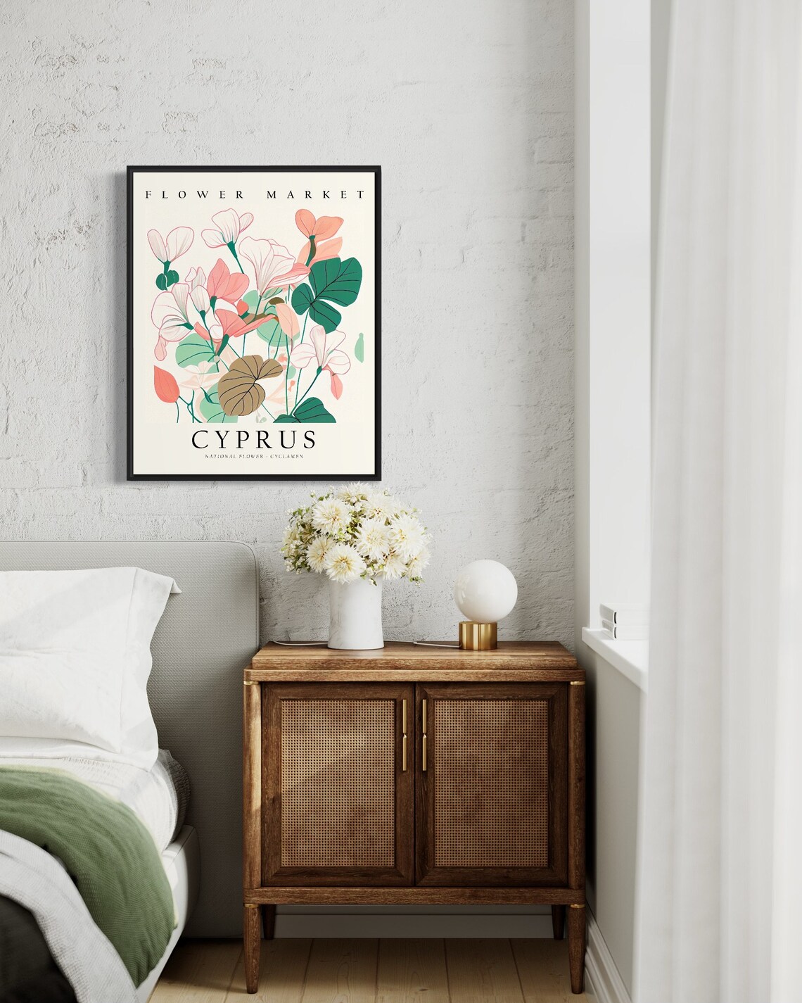 Cyprus National Flower Cyclamen Vintage Flower Market Poster - Image 3