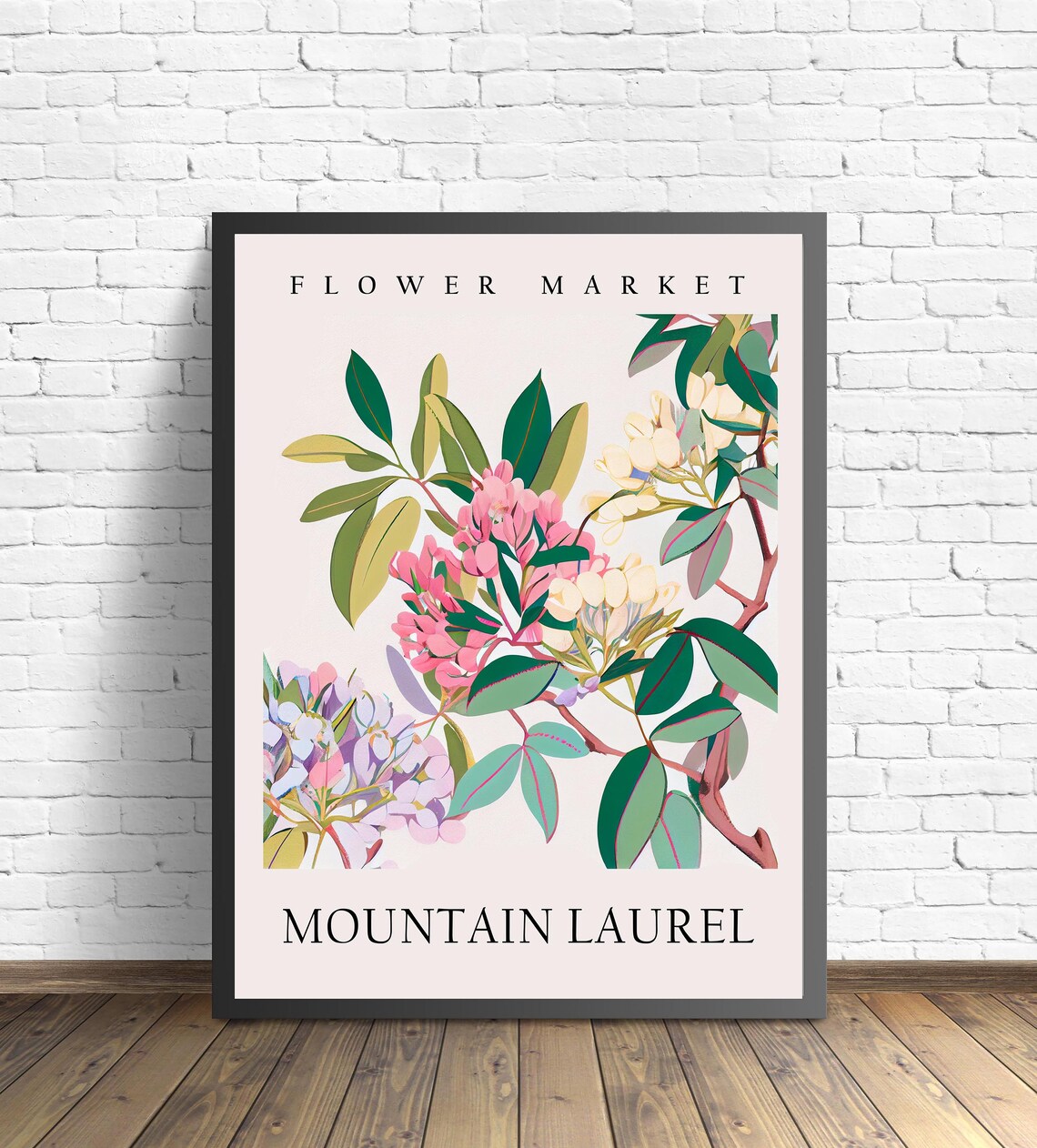 Mountain Laurel Botanical Art Print, Pastel Floral