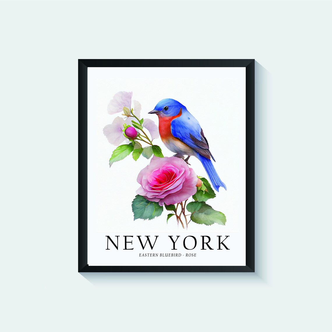 New York State Bird and Flower Art Print - Image 3