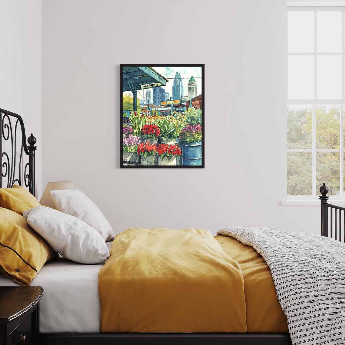 Indianapolis Flower Market Poster, Neutral Botanical Art Print - Image 3