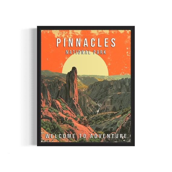 Pinnacles National Park California Rock Spires Sunset Vintage Poster