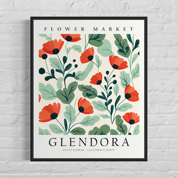 Glendora California Flower Market, Botanical Art Print