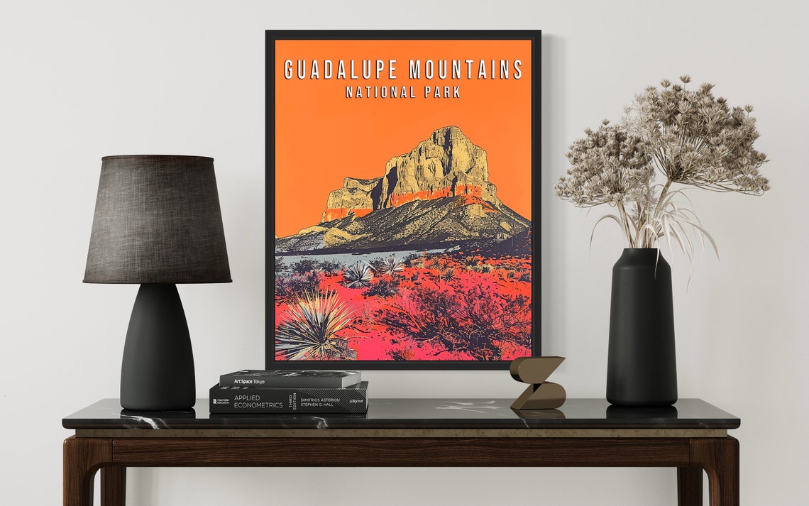 Guadalupe Mountains National Park Desert Sunset Art Vintage Poster - Image 3