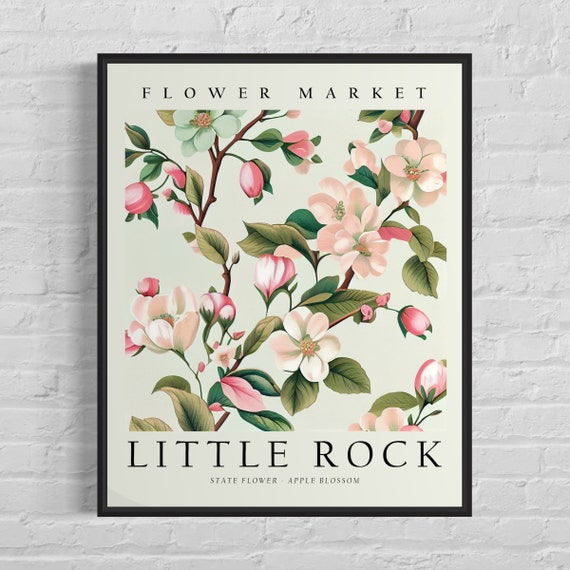 Little Rock Arkansas Flower Market Art Print Little Rock Flower Apple Blossom Wall Art Botanical Pastel Artwork