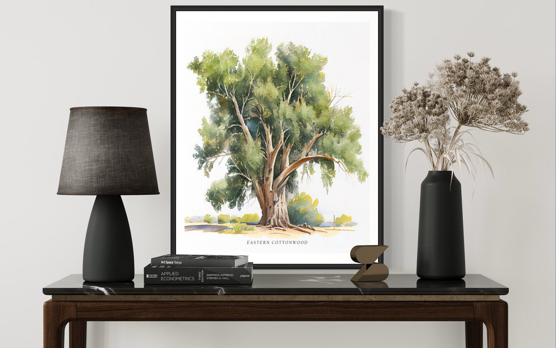 Eastern Cottonwood Big Tree Watercolor Botanical Shade Tree Poster - Image 3