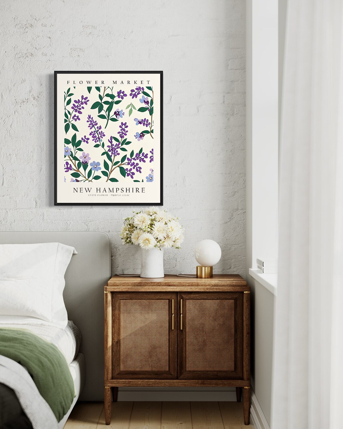 New Hampshire State Flower Lilac Botanical Art Print - Image 3