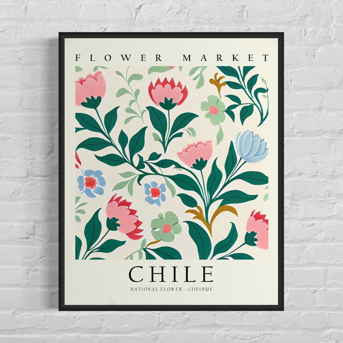 Chile National Flower Cophihue Botanical Art Print