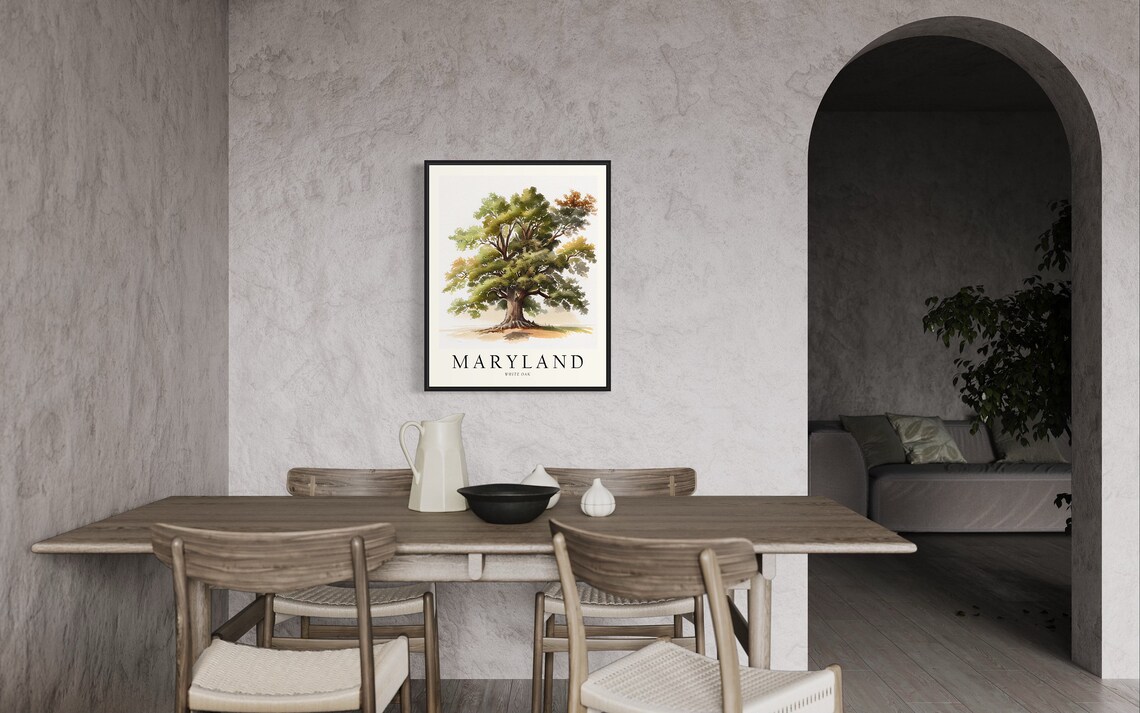 Maryland White Oak Tree Art Print, State Symbol - Image 3