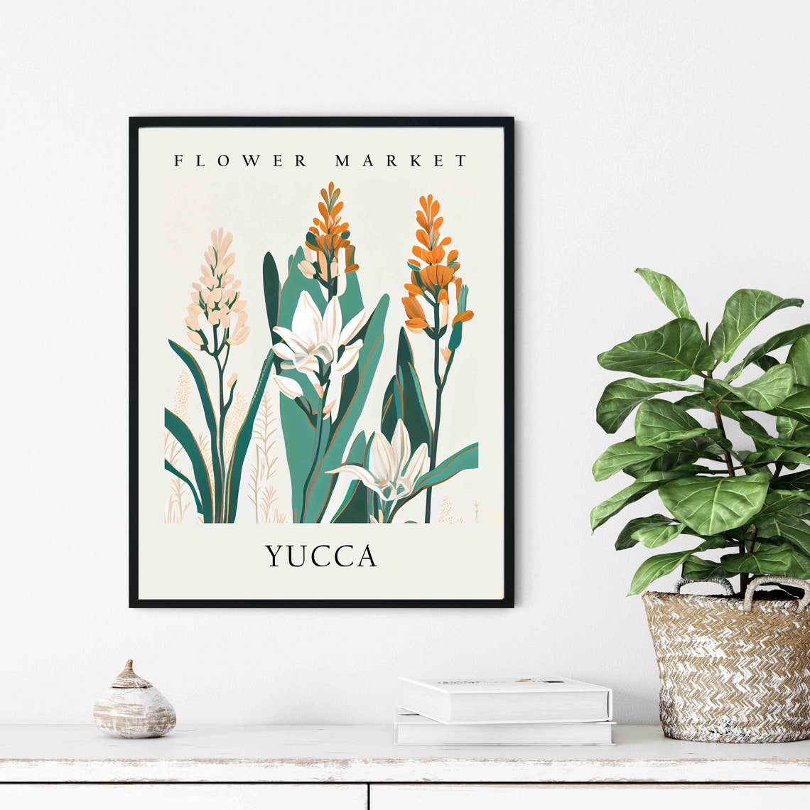 Yucca Desert Bloom Orange Bud Botanical Flower Market Poster - Image 2