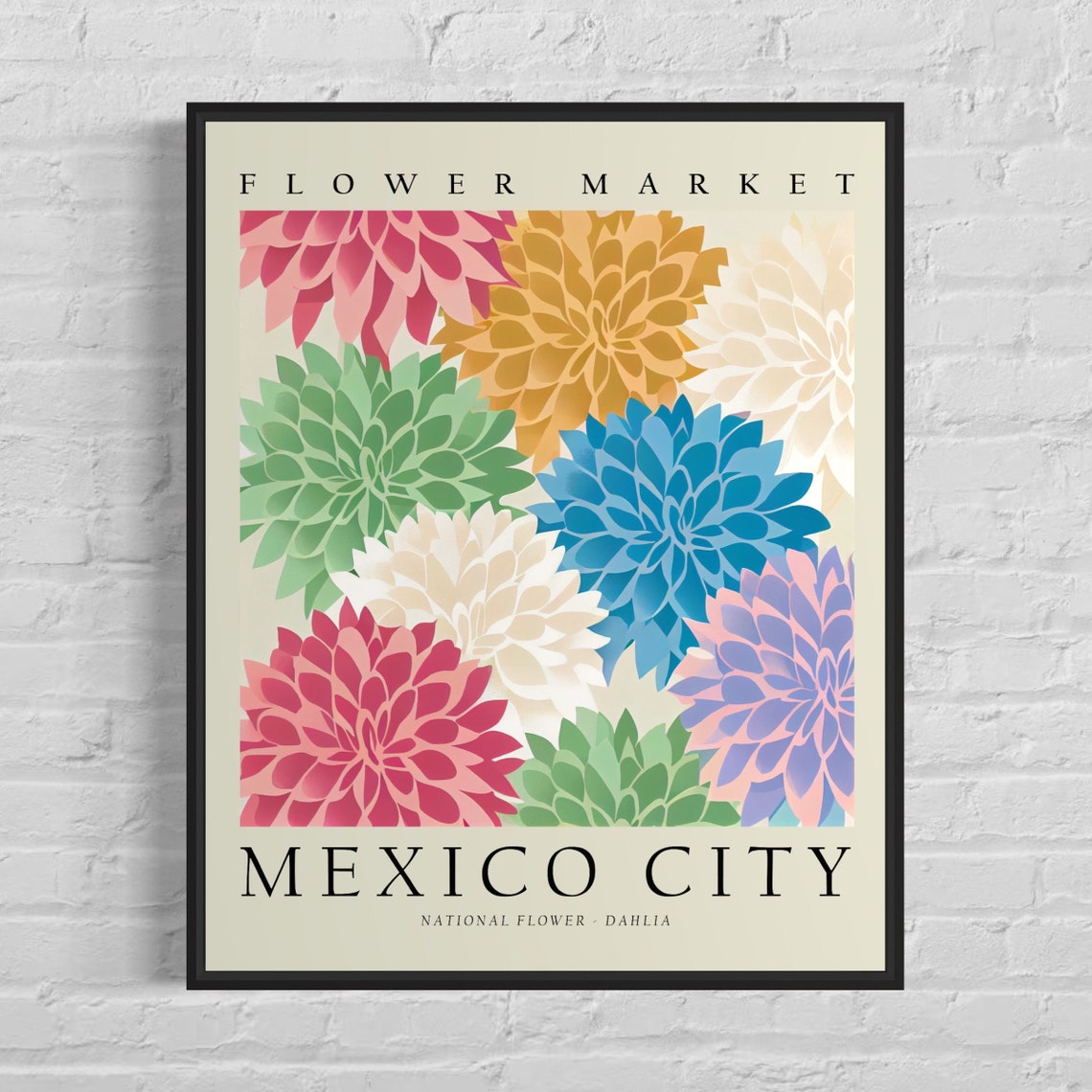 Mexico City Flower Market Art Print Dahlia Flower Wall Art Poster