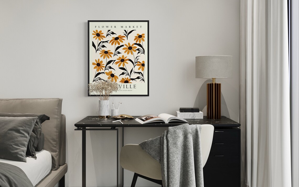 Rockville Maryland Black Eyed Susan Botanical Flower Market Poster - Image 3