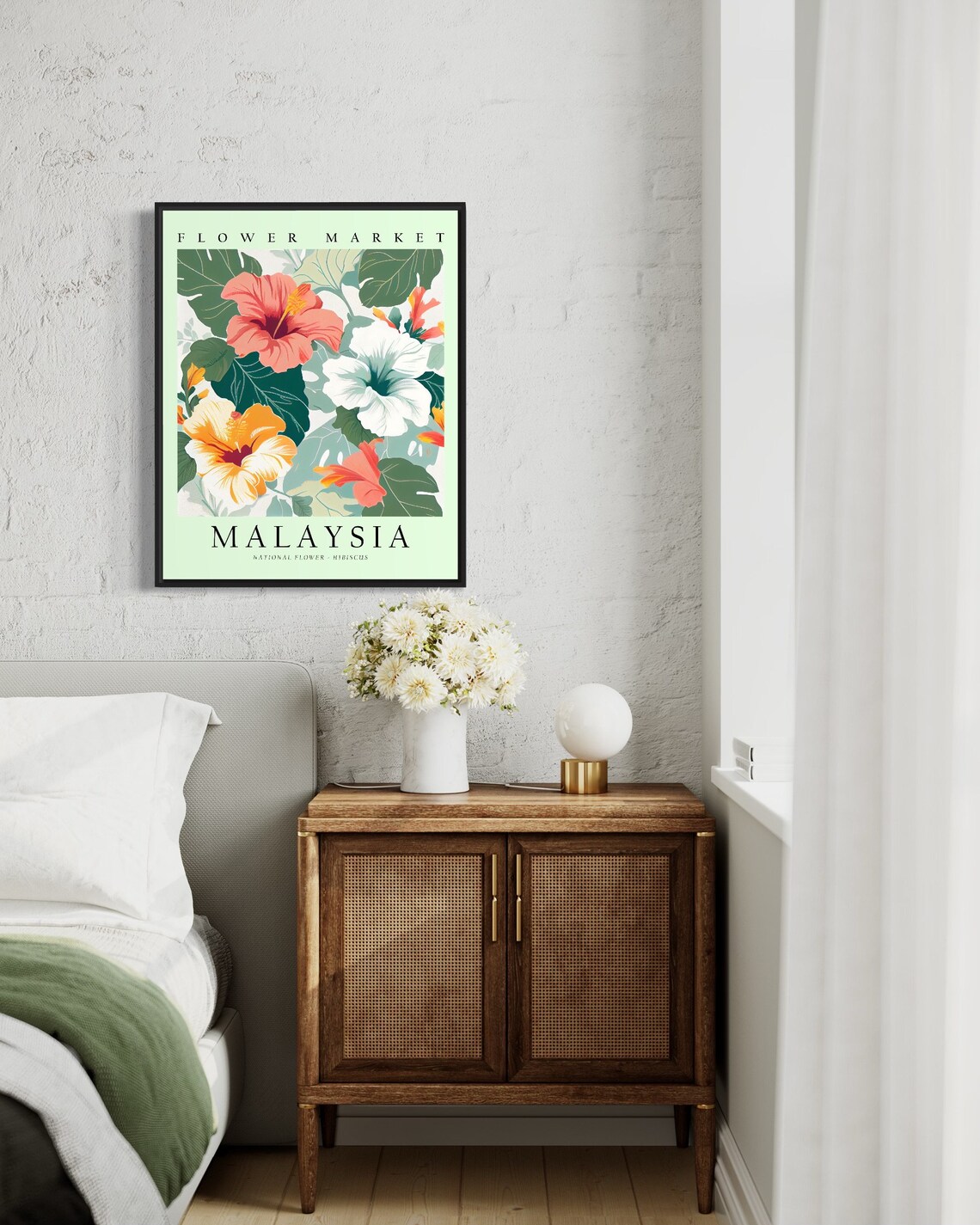 Malaysia National Flower Hibiscus 1960s Art Print - Image 3
