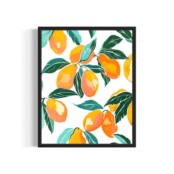 Mango Poster Art Print Kitchen Fruit Decor For Kitchen Dining Restaurant Neutral Food Pastel Artwork