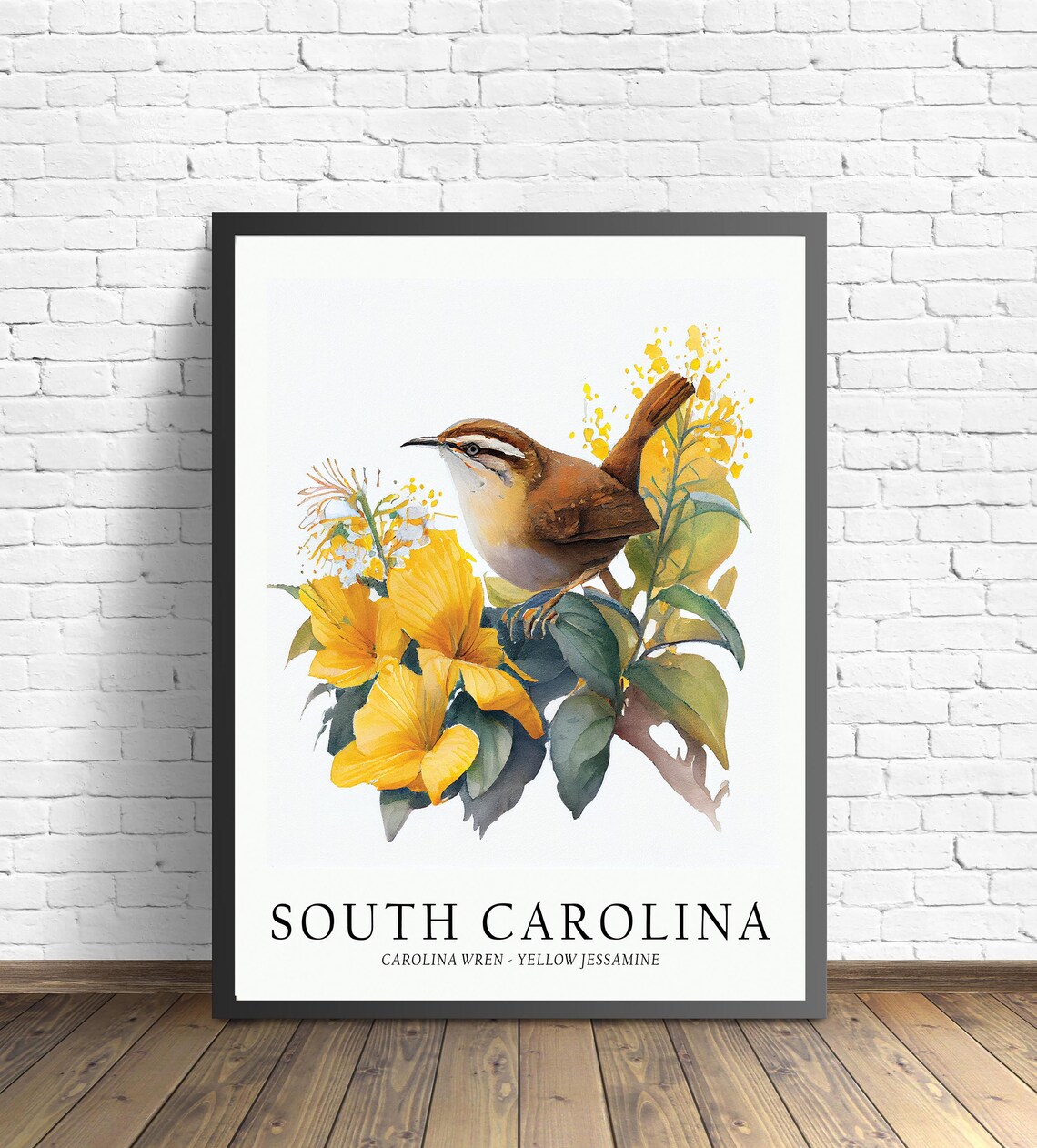 South Carolina State Bird and Flower Art Print