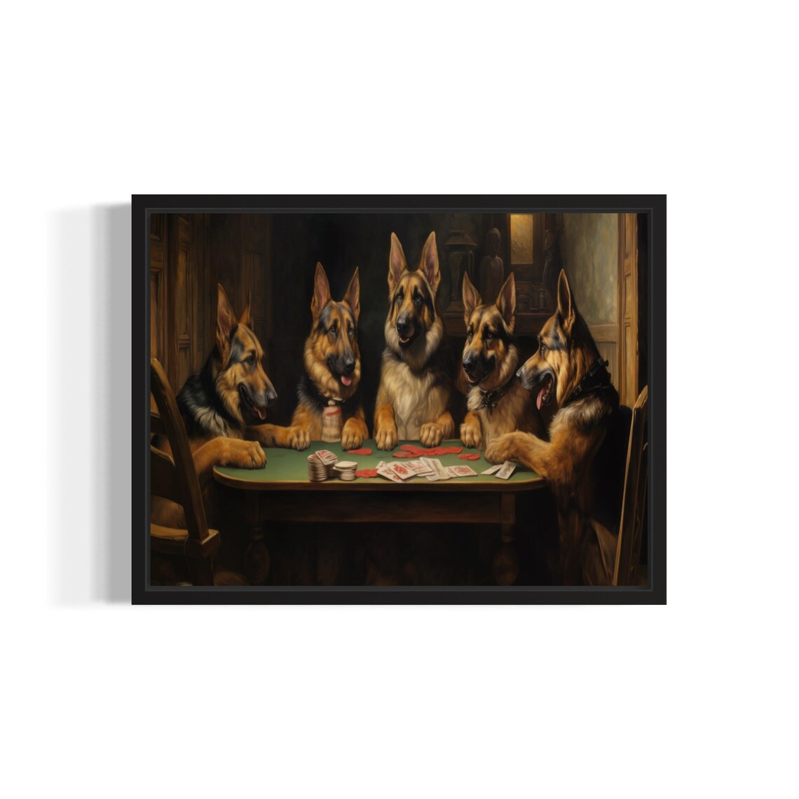 German Shepherd Playing Cards Poker Humor Art Print