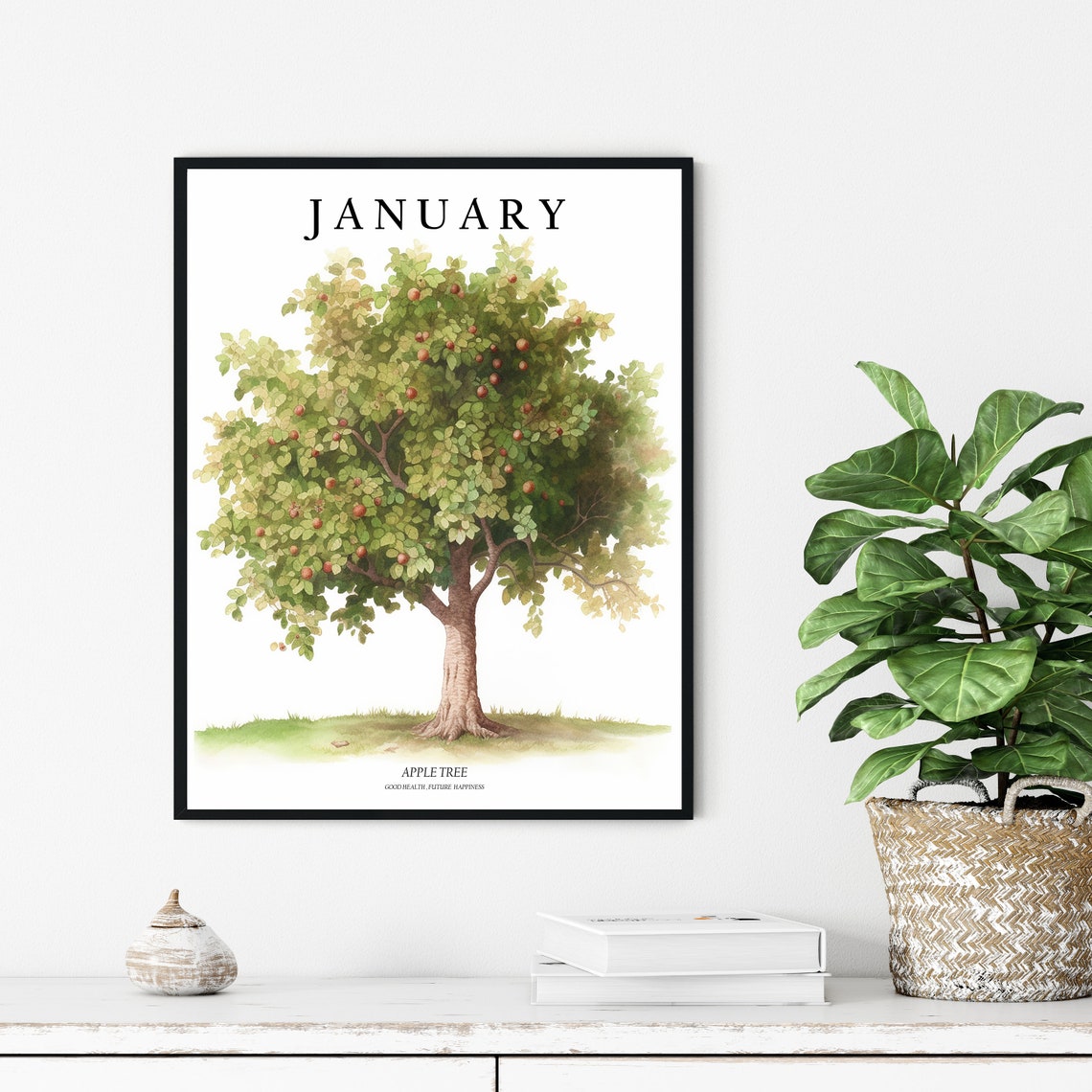 January Tree Month Apple Tree Art Print Apple Tree Wall Art Poster - Image 3