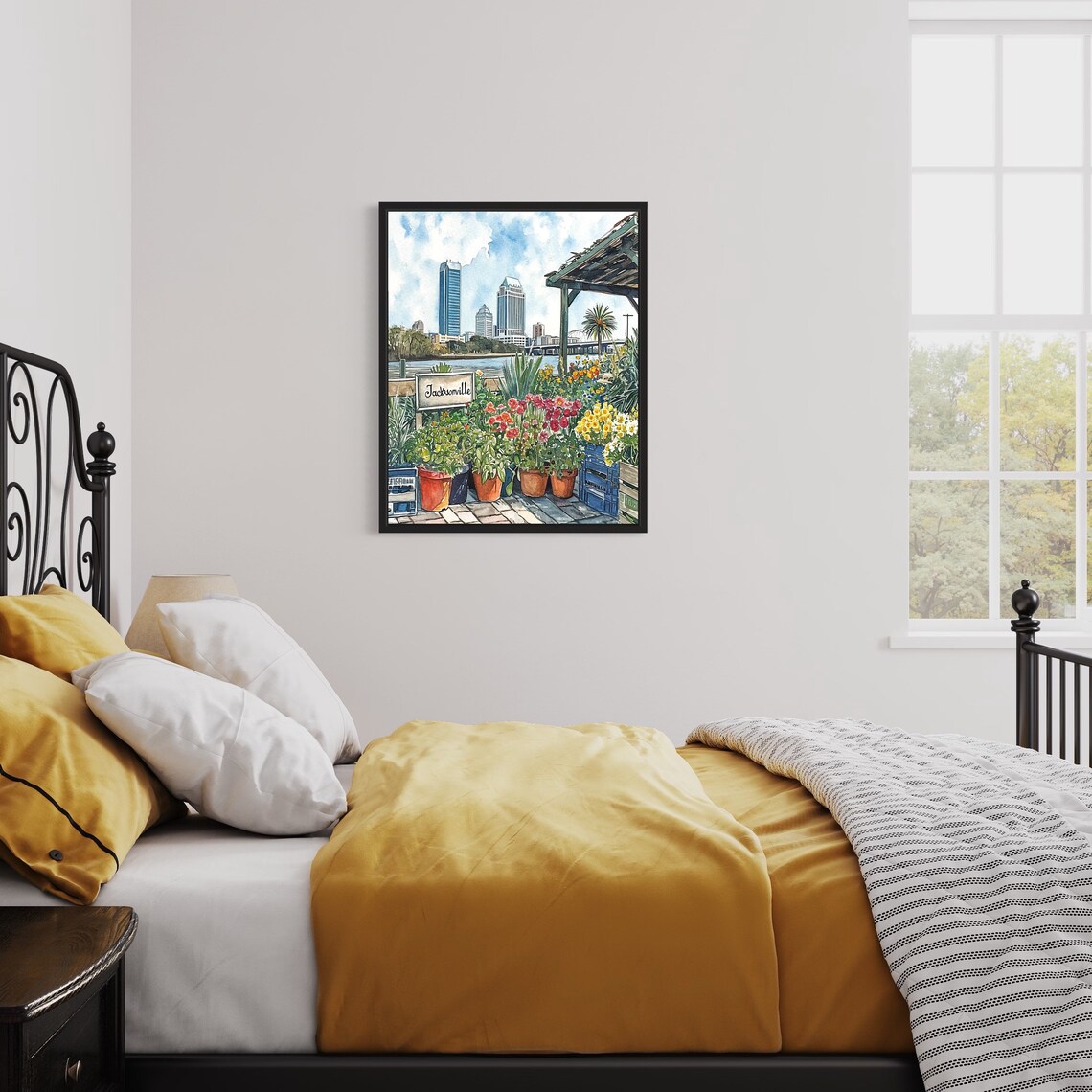 Jacksonville Flower Market Neutral Botanical Art Print - Image 3