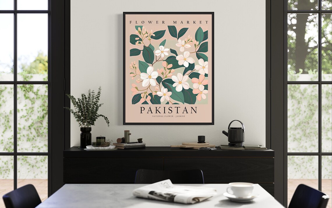 Pakistan National Flower Jasmine Botanical Art Print - Image 2