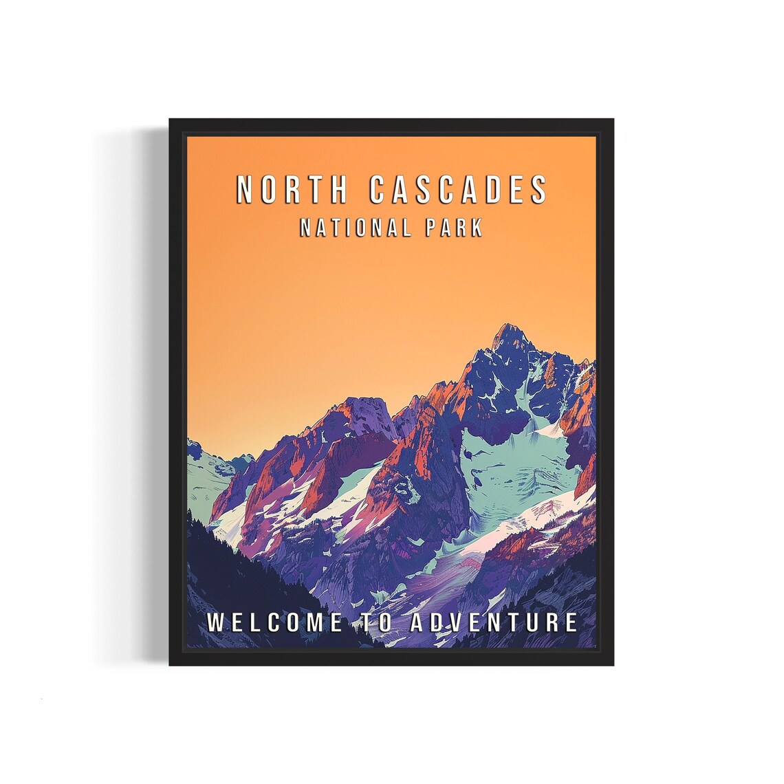 North Cascades National Park Washington Glaciers Vintage Travel Poster