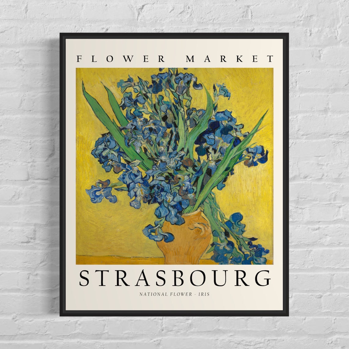 Strasbourg Flower Market Blue Iris Bouquet Painterly Art Poster