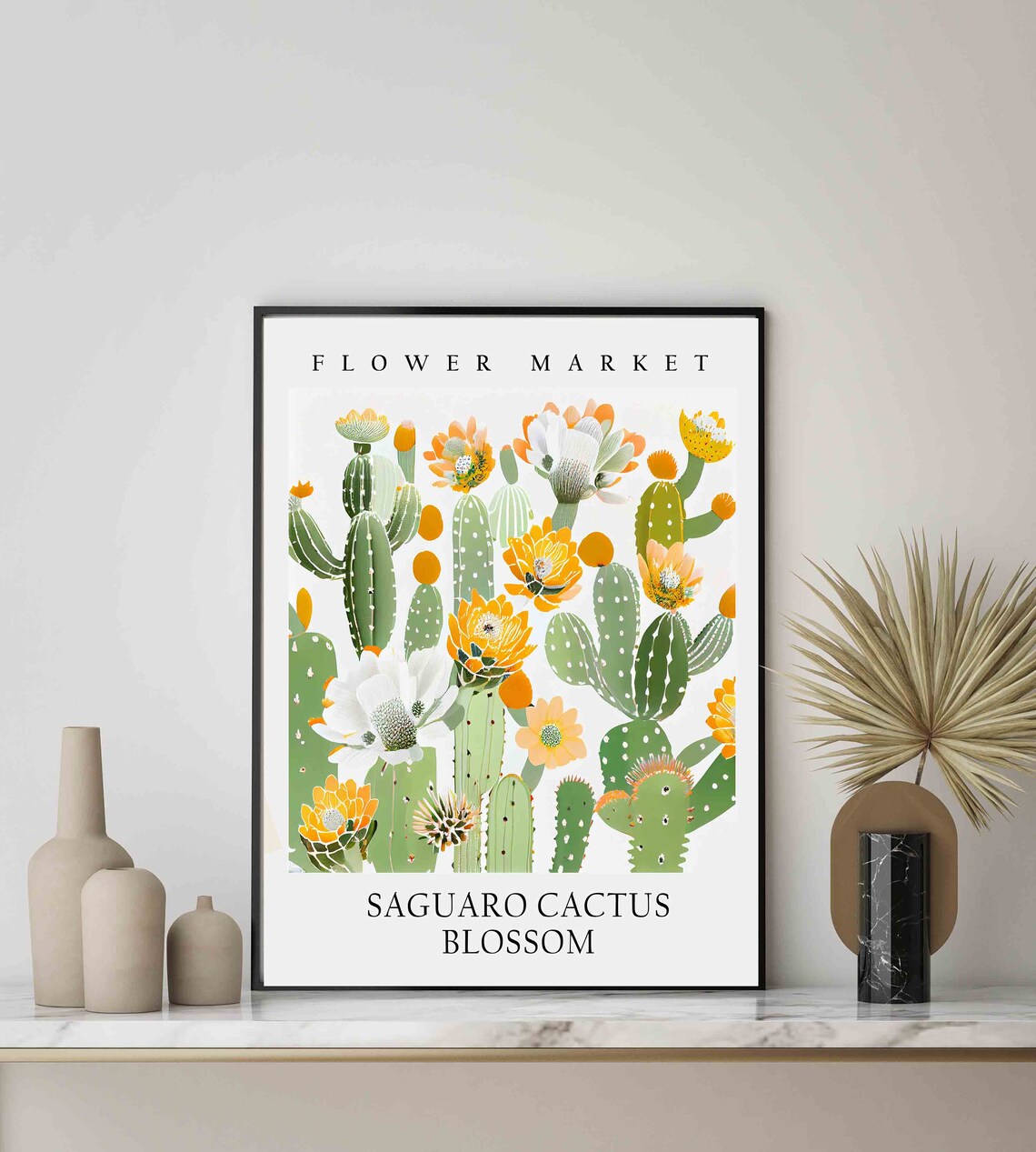 Saguaro Cactus Blossom Desert Botanical Flower Market Poster - Image 3