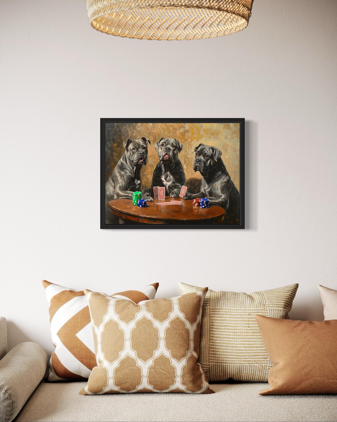 Three Cane Corso Dogs Playing Poker Card Game Painting Poster - Image 2