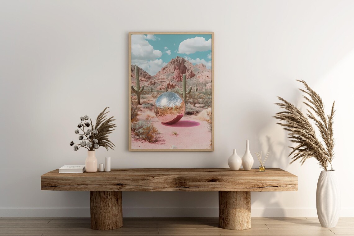 Retro Desert Disco Ball Poster, California Desert - Image 3