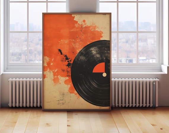 Retro Music Poster Vintage Vinyl Wall Art Orange Music Print Music Wall Art Trendy Decor Large Print Diy Art