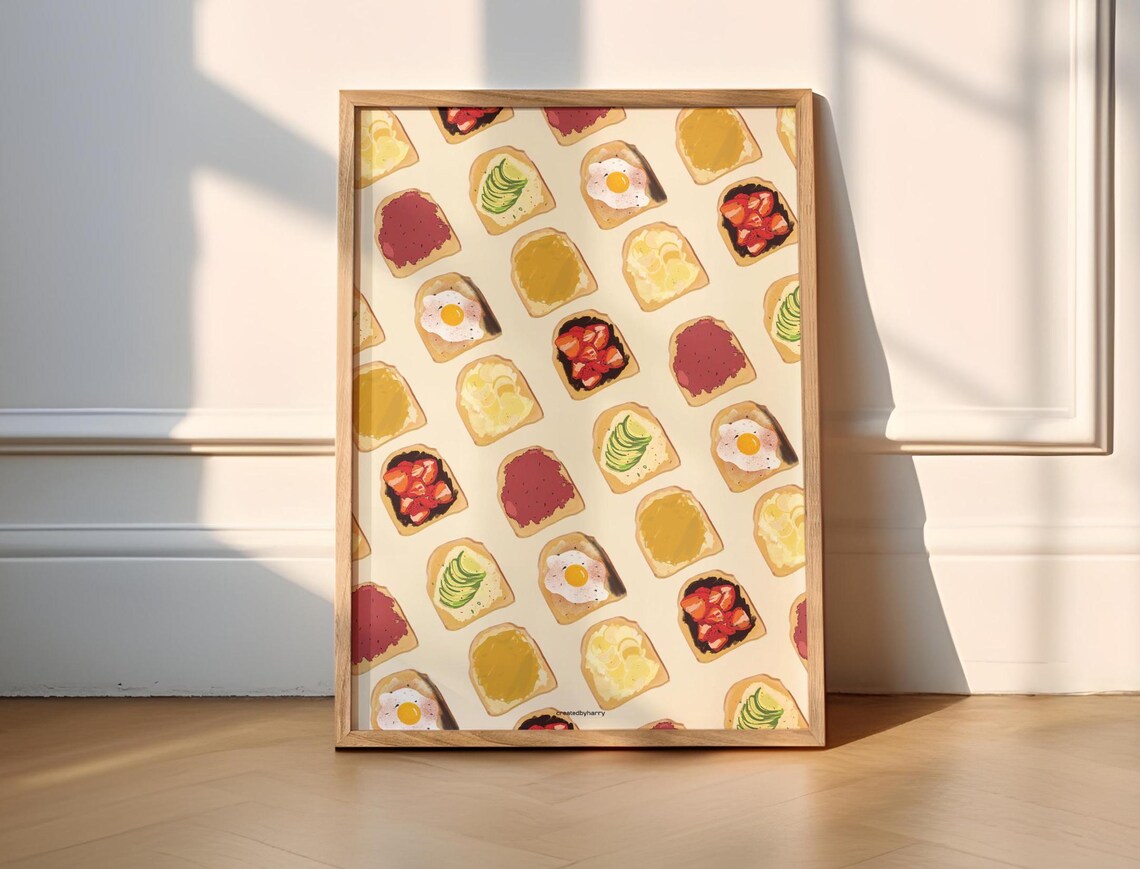 Toast Toppings Breakfast Art Print, Kitchen Poster