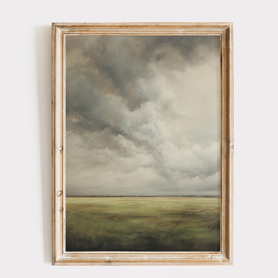 Storm Clouds Rolling Over Quiet Green Meadow Landscape Print