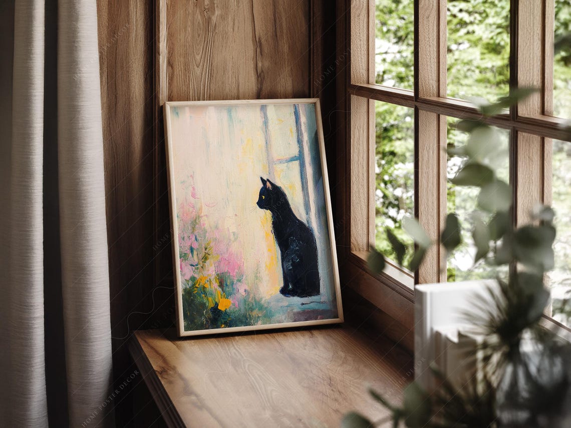 Black Cat Minimalist Cat Illustration Art Print - Image 2
