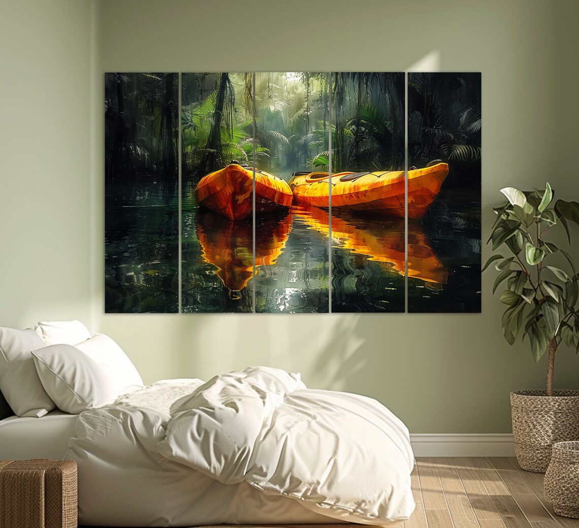 Kayaks, Abstract Rowing Wall Art Print - Image 3