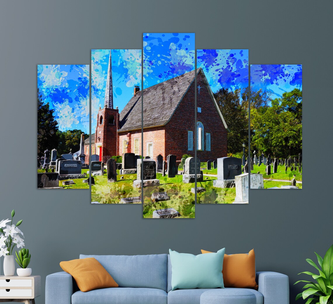 St Georges Chapel Harbeson Brick Church And Old Graveyard Painting Poster - Image 2