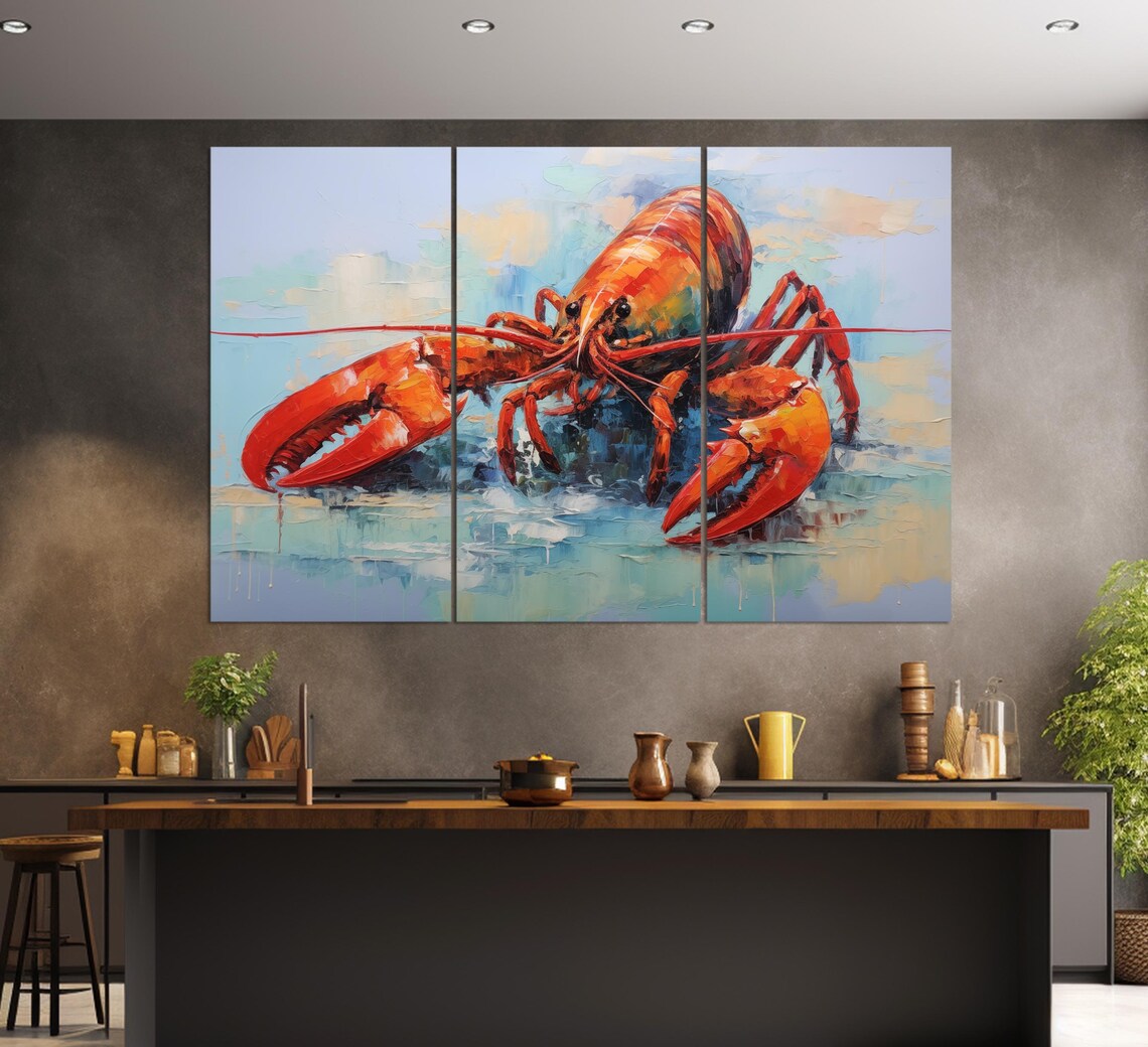 Lobster Art Print, Kitchen and Restaurant Decor - Image 3