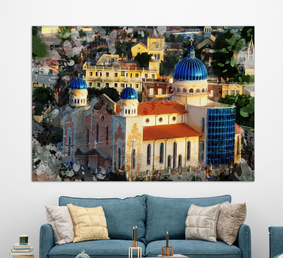 Keren Eritrea Blue Domed Church Aerial Old Town Abstract Poster